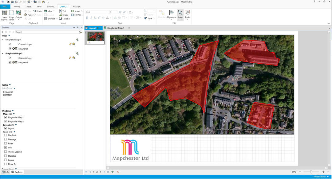 MapInfo Pro screenshot - software allows users to change styles, annotate and print different maps